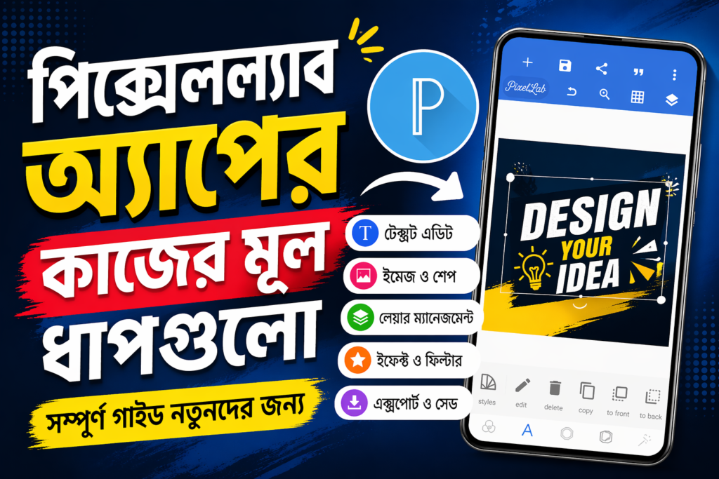 পিক্সেলল্যাব অ্যাপের কাজের মূল ধাপগুলো